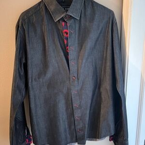 Section 119 "PHISH" Men's Casual/Dress Shirt in rare Dark Blue/Black-Sz. Large